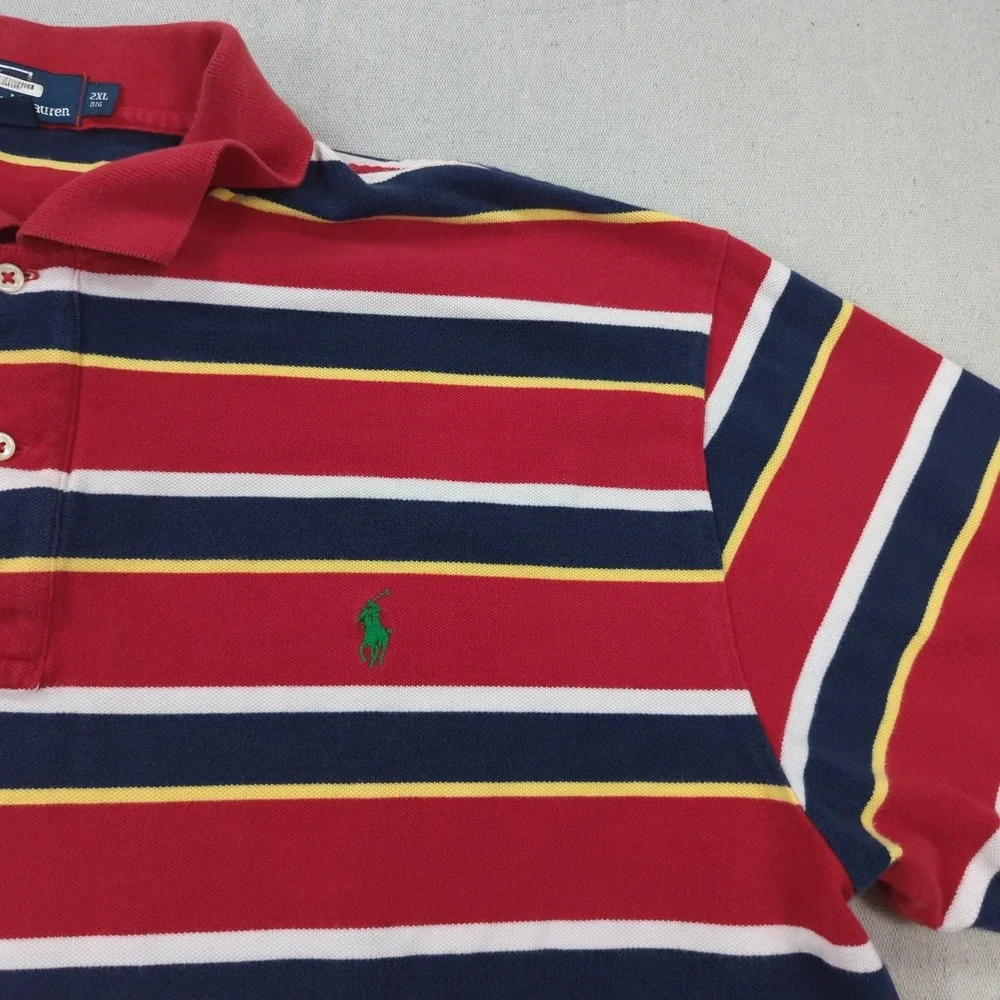 Polo Ralph Lauren Shirt Mens 2XLB Red Striped Casual Preppy
